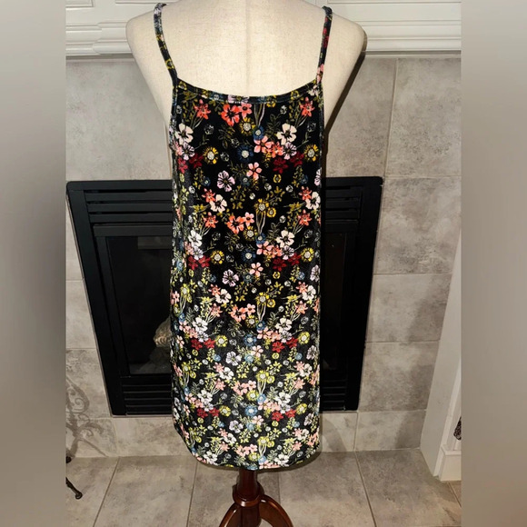 Sears Roebuck Girls Black w/ Flowers Floral Velvet Sundress Dress Large 14-16 - Picture 2 of 10